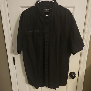 Harley-Davidson Black Short-Sleeve Button-Front Work Shirt